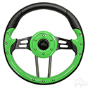 RHOX Steering Wheel, Aviator 4 Lime Green Grip/Black Spokes 13" Diameter