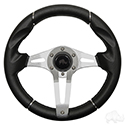RHOX Steering Wheel, Challenger Black Grip/Brushed Aluminum Spokes 13" Diameter