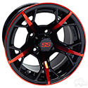 RHOX RX399, Gloss Black with Red, 12x7 ET-25